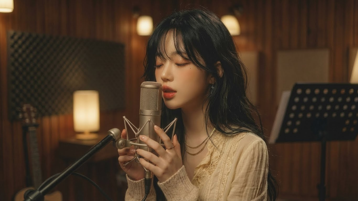 AI vocalist collaborating in a studio